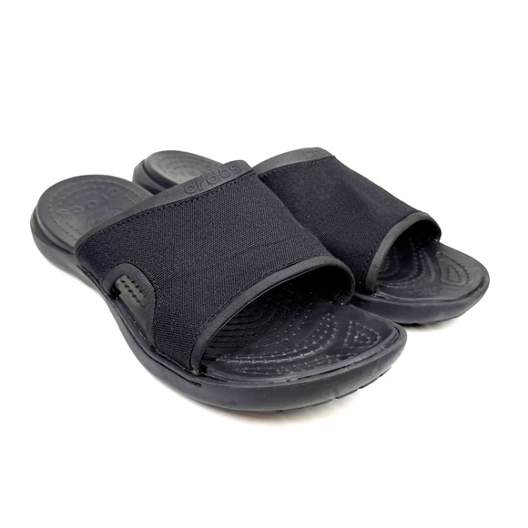 CROCS Sobek Slide Black Canvas Open Toe Casual Slip On Sandals Mens Sz 13 - Picture 1 of 8